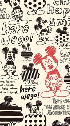 an image of mickey mouse doodles on the wall