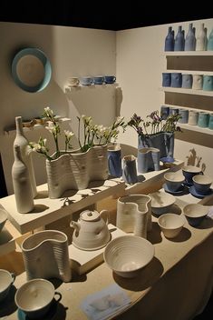 the pottery is on display in the shop