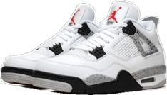 Air Jordan 4 With Speckled Midsole For Sports, Air Jordan 4 High-top With Speckled Midsole For Sports, White Casual Air Jordan 4 With Perforations, Casual Air Jordan 4 With Speckled Midsole For Streetwear, Casual White Air Jordan 4 For Streetwear, Air Jordan 4 High-top With Speckled Midsole, Air Jordan 4 White With Air Cushioning For Sports, Air Jordan 4 High-top Sporty Sneakers With Speckled Midsole, White Air Jordan 4 With Air Cushioning For Sports