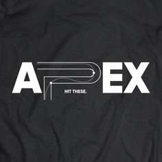 the back of a black shirt with white letters that say,'ex hit these