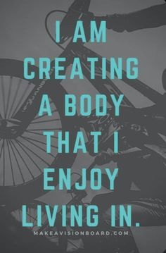 a man riding a bike with the words i am creating a body that i enjoy in