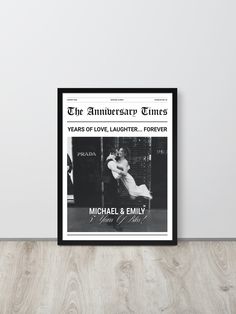 the anniversary times magazine cover framed in black and white