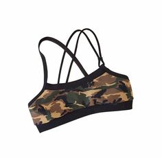 Get ready to kick, punch and DANCE to this Camo Kick Sports bra to the gym and beyond! Made out of durable hard working materials, fully lined to keep you dry and cute. Olive Drab Mix Army green/brown/black, featuring Jmorco TM asymmetrical criscross back, finished in black banded hem rib for a nice comfort fit. One of my Fave! Enjoy :) Limited! Its our favorite must have if you want to pack light on a get away trip. enjoy it!! Perfect for dance performances, pole, cross training, yoga or even s Functional Cropped Moisture-wicking Sports Bra, Moisture-wicking Cross Back Sports Bra, Strappy Moisture-wicking Sports Bra, Camo Bra, Camo Lingerie, Pack Light, Retro Sports, Sport Bra, Sport Bh