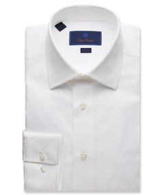 Tailored in crisp, long-staple cotton, a handsomely textured dress shirt is topped with a broad spread collar and finished with a clean French placket and rich French cuffs. Removable collar stays French placket Back yoke Curved hem 100% cotton Machine wash, line dry Sizes: 14.5 thru 18.5 Machine Washable White Outfit For Men, Collar Shirt Dress, Removable Collar, Collar Stays, Textured Dress, Oxford Dress, Collar Dress, Occasion Dresses, Dress Shirt