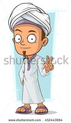 a cartoon man with a turban on his head is giving the peace sign