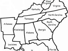 a map of the state of north carolina with all states labeled in black and white