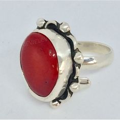 NATURAL CORAL STONE ADJUSTABLE RING, STERLING SILVER 925. (PIEDRA CORAL) APPROX. 2 CM Red Gemstone Ring, Ring Exchange, Coral Ring, Coral Stone, Natural Coral, Red Gemstones, Ring Sterling Silver, Adjustable Ring, Gemstone Ring