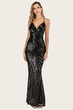 Zapaka Women Black Mermaid Sequin Prom Dress Spaghetti Straps Backless Long Formal Dress – ZAPAKA Sequin Mermaid Dress, Black Mermaid, Mermaid Sequin, Sequin Cocktail Dress, Summer Black, Dresses Evening, Mermaid Dress, Long Prom Dress, Black Sequins