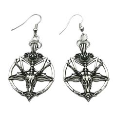 pair of alloy Baphomet earrings 1.5 inches in size Satanic Earrings, Demon Earrings, Earrings Trending, Sigil Of Baphomet, Satanic Jewelry, Alternative Earrings, Neo Gothic, Dark Elegance, Skull Rings