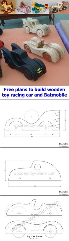 the instructions for how to make a wooden toy car and batmobile