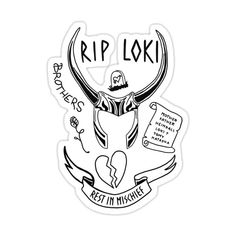 a sticker with the words rip loxi and an image of a horned head