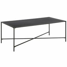 a black table with metal legs on a white background