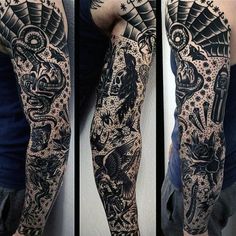 this is an image of a full sleeve tattoo