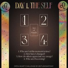 a poster with numbers and symbols on it for the day 1, the self game