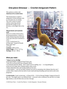 an image of a stuffed animal dinosaur in the middle of a page with instructions on how to make it