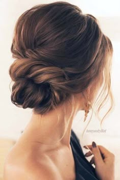 Chignon Bun Hairstyles To Get A Stylish Look ★ Wedding Updos For Medium Hair High Bun, Low Bun Wedding Hair For Long Hair, Wedding Hairstyles With Glasses, Modern Updo Hairstyles, Bangs Updo, Updo Ideas, Wedding Hairstyles Medium Length