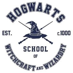 hogwart's school logo with two crossed swords and the words, ` `