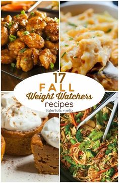 several different pictures with the words 17 fall weight watchers recipes