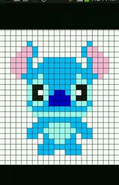 an image of a pixellated blue bear on a black background with the text, stitch it