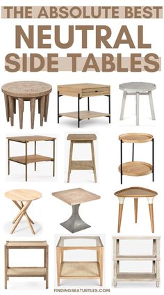 the best neutral side tables for living room and dining room furniture, with text overlaying