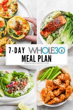 the 7 day whole 30 meal plan is full of healthy meals, including chicken and vegetables