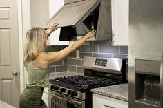 How to hide and cover a microwave above the stove. Unique microwave above the stove cover. Custom range hood with build-in microwave. DIY and budget friendly Range Hood Ideas Diy, Above Range Microwave, Over The Stove Microwave, Diy Range Hood, Range Hood Ideas, Hidden Microwave, Mounted Microwave, Kitchen Hood Ideas, Diy Stairs Makeover