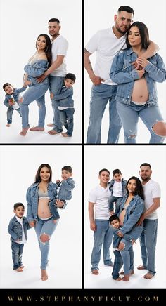 an image of a family posing together for a photo shoot with their baby bumps