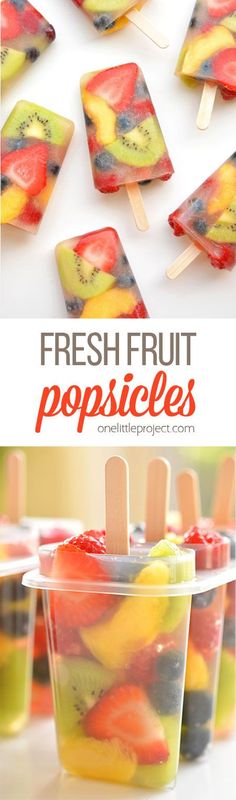 fresh fruit popsicles in plastic cups on a table