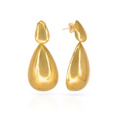 18kt gold-filled Double Drop Earrings. Teardrop dangle stud with hollow light weight design. Stud post back. Measures approximately 1.25" Earrings Teardrop, Star Jewelry, Lucky Star, Drop Earring, Earring Backs, Teardrop Earrings, Gold Filled, 925 Sterling Silver, Drop Earrings