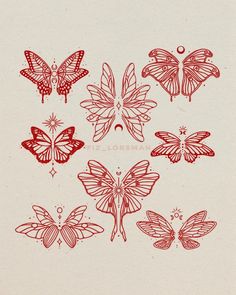 six red butterflies are shown on a white background with the words,'i love you to