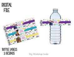 a bottle label and water bottle wrapper for a birthday party or baby's first birthday