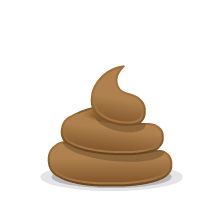 a brown poop sitting on top of a white surface