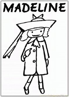 a drawing of a girl wearing a hat and coat with the name madeline on it