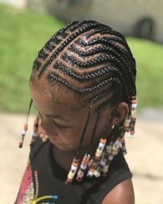 Kailey 😍😍 tribal style!! #braids #braidstyles #braidsatlanta #newroadsbraids #makeupartist #braidsandbeads #feedins #feedinponytail… Braids And Beads, Braid Styles For Girls, Toddler Braided Hairstyles, Style Braids, Lil Girl Hairstyles, Kid Braid Styles, Toddler Hairstyles Girl, Braided Hairstyles For Teens, Natural Hairstyles For Kids