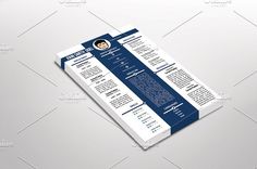 a blue and white resume template on a gray background with the image of a man's face