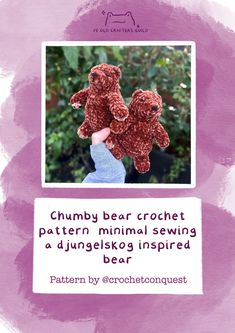 a person holding two stuffed animals in their hands with the caption chubby bear crochet pattern