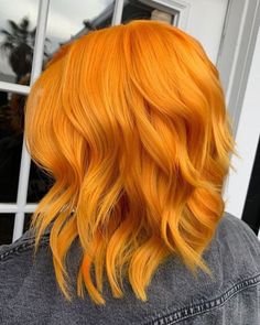 Yellow Orange Hair, Joico Color Intensity, Peach Hair Colors, Drag Make-up, Hair Color Orange, Joico Color, Simple Bridesmaid Hair, Tangerine Dream, Bright Red Hair