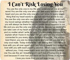 a poem that says i can't risk losing you with an image of a man in