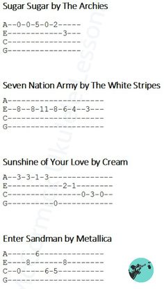 the white stripes guitar tabs are arranged in order to be played on an electric guitar