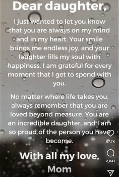 a poem that reads dear daughter, i just wanted to let you know that you are always