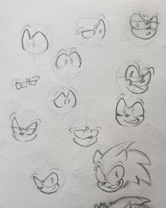 sketches of sonic the hedgehog faces