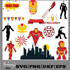 iron man svg clipart set for silhouettes, photoshopping and more