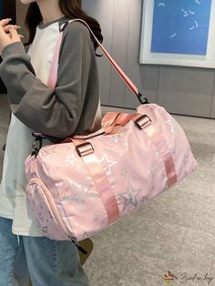 Bird in Bag - Durable Waterproof Separable Gym Duffel Bag, Perfect for Weekend Overnight Trips Pink Pattern, Bird In Bag, Handle Bag, Duffel Bag, Gym, Size Medium, Pink