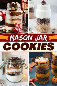 mason jar cookies with text overlay that says mason jar cookies