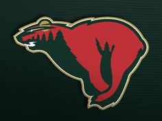 the minnesota wild logo is shown on a dark green background with red and black trees