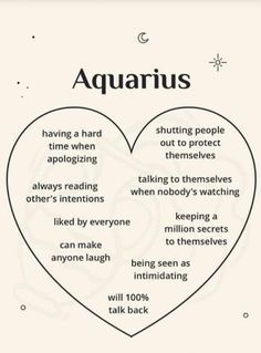 a heart with the words aquarius and other things in it, including an image of a