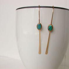 Turquoise Cabochon Threader Earring Hoops. Minimalist Threader Earrings. Turquoise Threader Earrings. Beach Summertime Earrings. - Etsy Earring Hoops, Earrings Beach, Earrings Turquoise, Threader Earrings, Minimalist Modern, Earrings Etsy, Modern Jewelry, Modern Minimalist, Geometric Shapes