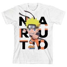 Fans of Naruto Shippuden are sure to love this youth white graphic t-shirt! The big letters title logo t-shirt features a large colorful graphic that has been professionally printed to ensure long-lasting print quality. The Naruto Shippuden fan apparel is classic white, and has short sleeves for comfort and style in any weather. The Japanese manga series apparel is made of 100% preshrunk cotton jersey. It can be machine washed in cold water with like colors, then tumble dried for easy care. As a White Anime T-shirt With Sublimation Print, White Anime T-shirt With Letter Print, White Pre-shrunk Fandom T-shirt, White Cotton T-shirt For Fan Events, Graphic Tee With Logo Print For Fan Events, Graphic Tee For Fan Events With Logo Print, White Cotton Tops For Fan Events, White Pop Culture T-shirt With Front Print, Pop Culture T-shirt With Logo For Fans