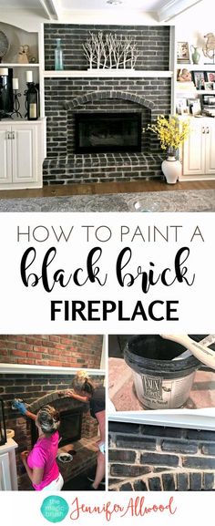 how to paint a fake brick fireplace in the living room with instructions for painting it