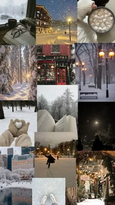 the collage is filled with many different things to see and do in the snow